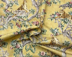 P KAUFMANN LAZY DAYS GOLD YELLOW LEOPARD TOILE COTTON TWILL FABRIC BY YARD 54″W