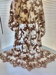 Jayla TAUPE Floral Embroidery with Beads and Sequins on Mesh Lace Fabric by the