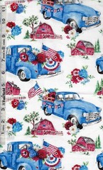 USA Patriotic Floral Truck by Timeless Treasures bty