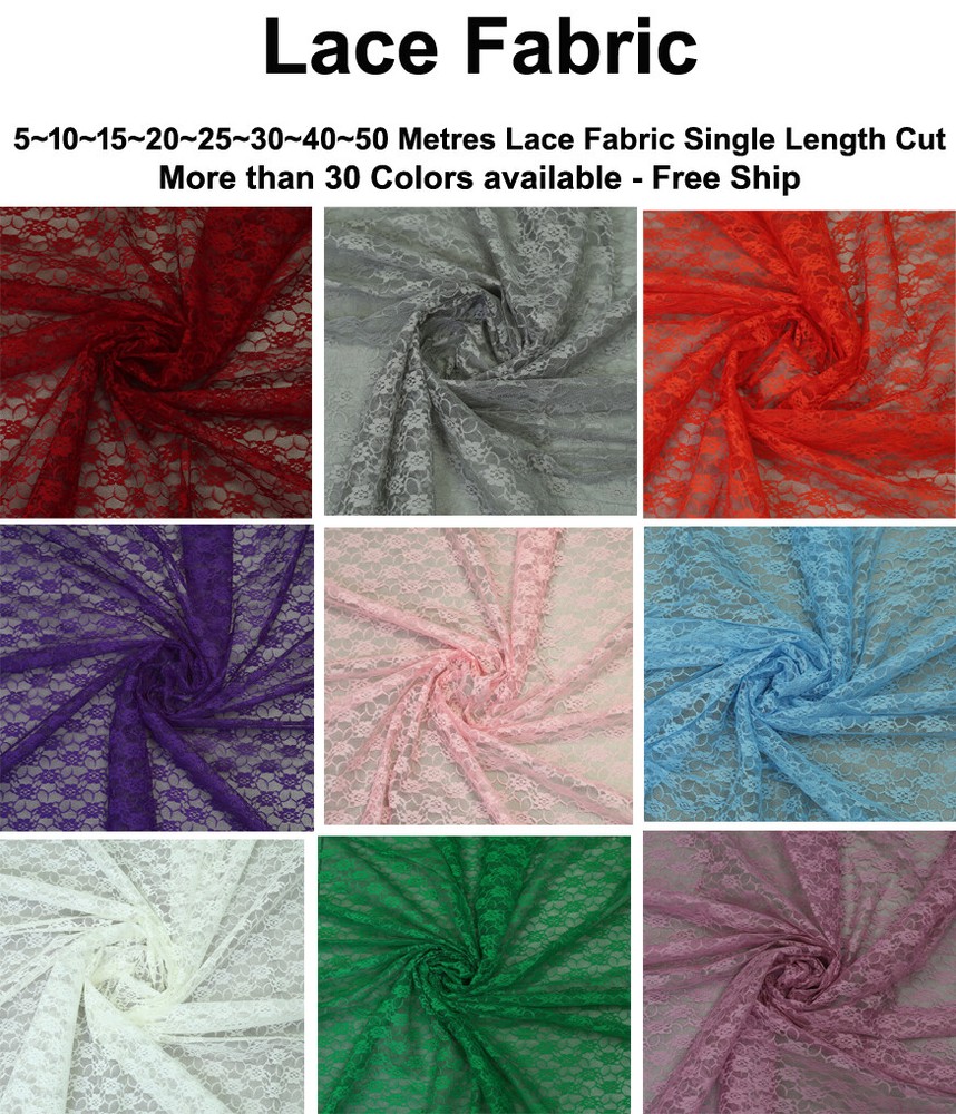 5/10/20/30/40/50 YD Lace Fabric Floral Swag Craft DIY Wedding Backdrop-FREE SHIP