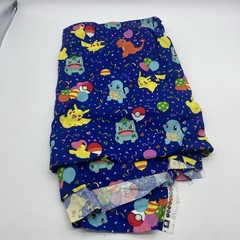 Blue Pokemon Fabric- cotton quilting – 45″ x 72″ w/ Pikachu