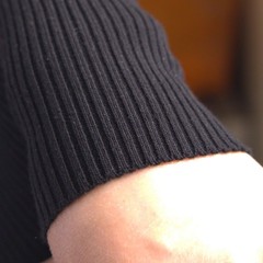 TinaKim Thick Ribbing for Cuffs and Waistband Knit Fabric, 36×6″, Black