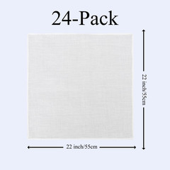 24-Pack White Cotton Bandanas for Tie Dye, 22X22 Inch Solid White DIY Blank Hank