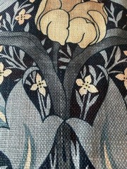 GP & J BAKER CURTAIN FABRIC DESIGN Tulip & Jasmine 5.9 METRES INDIGO/IVORY