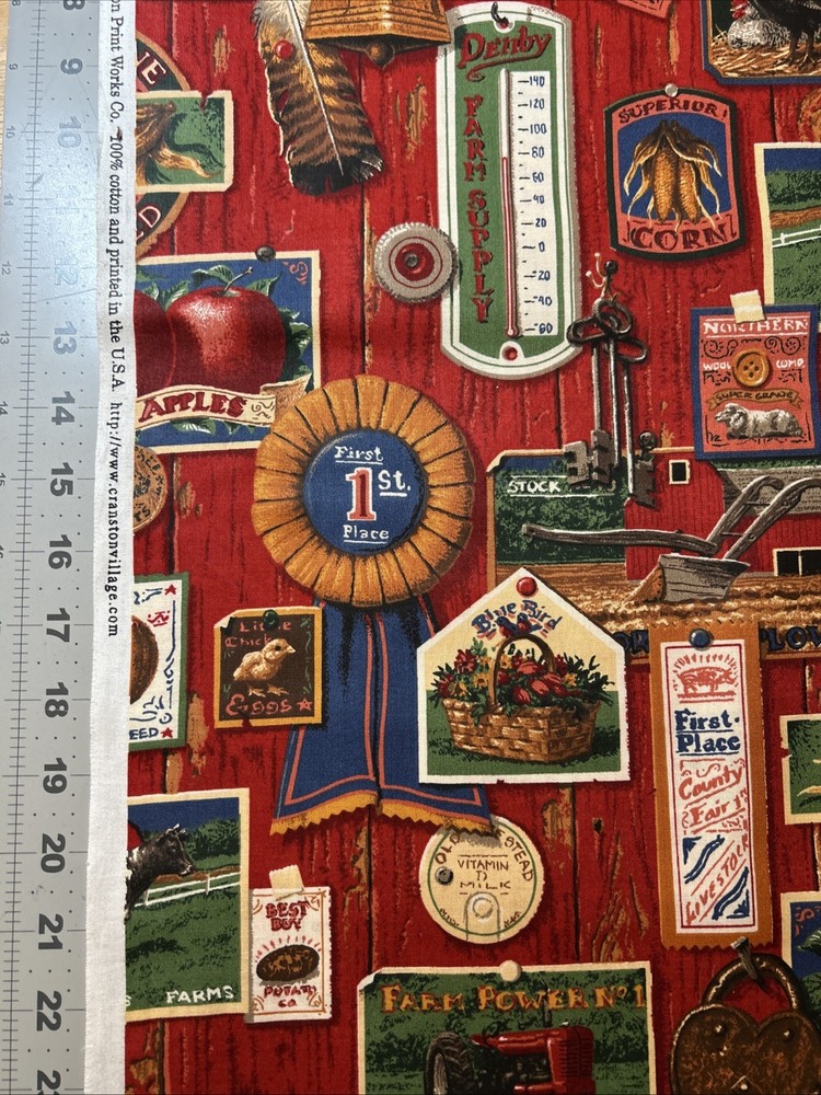 Country Fair VIP by Cranston Cotton Fabric 1/2 Yard 18” By 44”