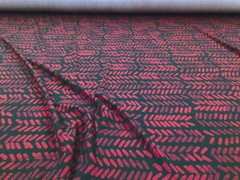 Printed Liverpool Textured Fabric 4 way Stretch Burgundy Black Abstract O270