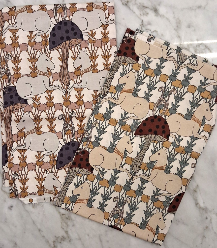 Unicorn Mushroom Toadstools Fairytale Magical Night RJR Fabric 18″ x 22″ x 2 Pcs
