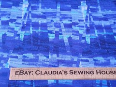 Geometric Squares Block Barbed Wire Print BTY Unbranded Tonal Blue
