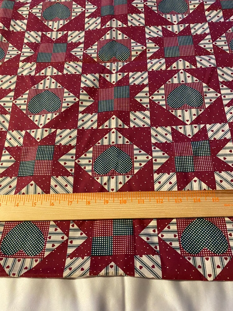 Cheater quilt print fabric, cotton quilting fabric 1 yd 18″ x44″burgundy, green