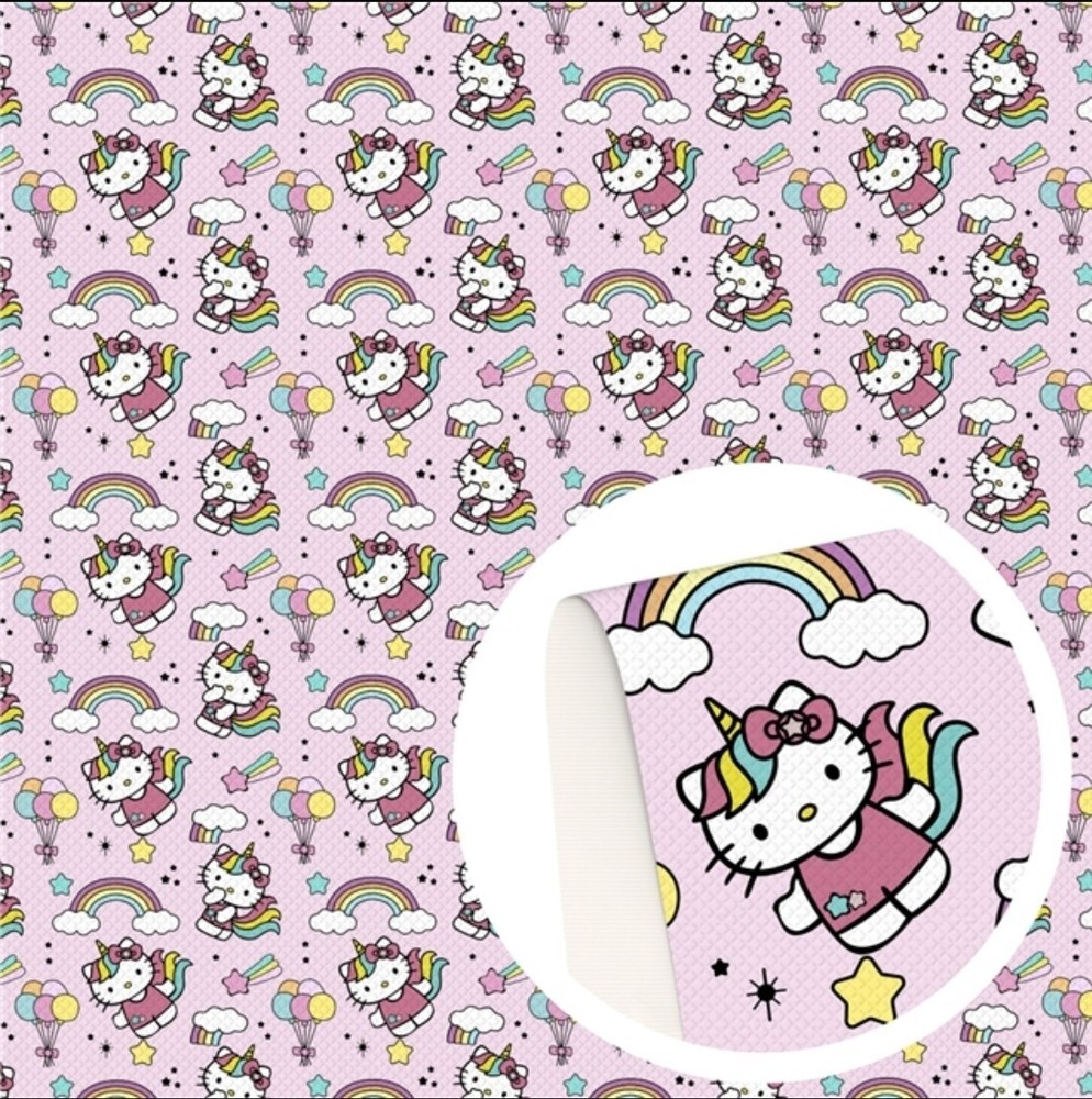 Kitty FAUX LEATHER SHEET 8″ X 12″ Unicorn 1209587 Rainbows LITCHI TEXTURE