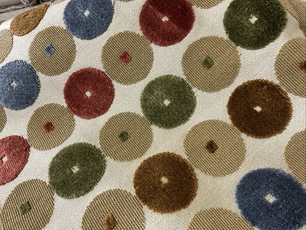 Designer Fabric Remnant Circles Raised Design 20” X 39.5”