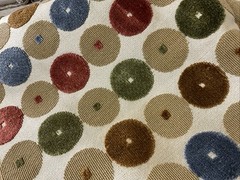 Designer Fabric Remnant Circles Raised Design 20” X 39.5”