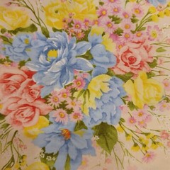2 Yards 31″ Country Floral Blue/Yellow 100% Cotton Quilting Fabric Single Piece