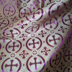 Purple Gold Metallic Brocade Fabric For Lent Resurrection Religious Liturgical