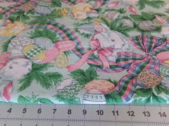 1/2 YD X 58″ VINTAGE COLORFUL EASTER RABBITS EGGS PLUS TOSS NEW COTTON#2834