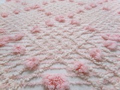 Blush Pink White Vtg Chenille Bedspread Fabric 18×24″ Geometric Diamond Puffs