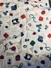 VTG Sewing Theme Sewing Machine Pins Buttons Thimble Needle Thread Bobbin BTFQ