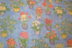 1 of 4 yds Western textiles Fabric Potted Plants Floral Drapery Blue 54″w BTY