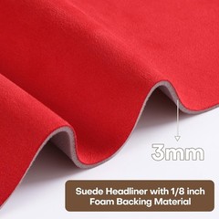 Red Suede Headliner 36″x60″ Foam Backing Car SUV Truck RV Boat Auto Roof