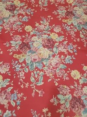 NEW RALPH LAUREN Red Floral Upholstery Fabric Cotton 2 1/4 YARDS (80″), UNCUT HT
