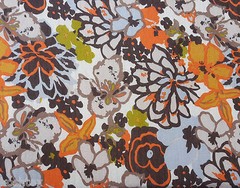 Bohemian Flower Fabric by the Yard Orange Brown Nylon Rayon 9/13