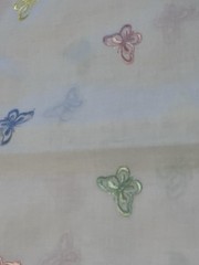 2.5 Yds Embroidered Butterfly Fabric Pastels Cotton 46in Wide VTG HTF