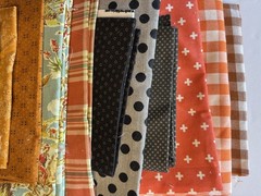 Fabric Scrap Assortment Plaids, Checks, Boyish, Cowboy, Dots, Orange Black Blue