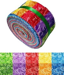 Jelly Roll Fabric 40 Strips 2.5×44 Inch 10 Assorted Colors Cotton Quilting