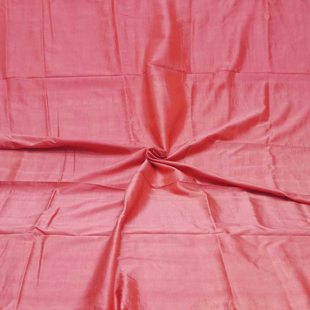 Vintage Pink 100% Pure Silk Handloom Sari Remnant 5YD Craft Fabric Silk Scrap