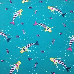 Mermaids Sea Ocean Kids Multicoloured Quilting Fabric Cotton FQ