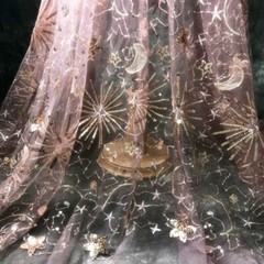 Sequin Star Mesh Lace Fabric Sheer Wedding Dress Skirts Sew Cloth Curtain Craft