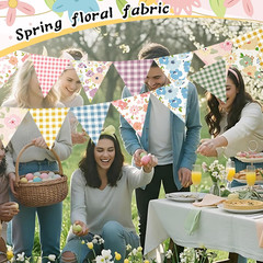 10 Pcs Floral Gingham Quilting Fabric Bundles 20 X 20 Inch Colorful Flower Fat Q