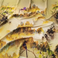 1 yard X 1.4 meter Bird Mountain Viscose Cotton Fabric Dress Shirt Robe Material