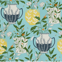 3/4 Yard Cut P Kaufmann Blossom and Vessels in Bliss Home Decor Fabric