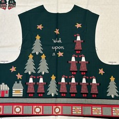 Fabric Panel Christmas Vest Love One Another One Size Santa Wish Upon Star Green