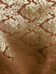 COPPER GOLD Damask Jacquard Brocade Flower Floral Fabric (110 in.) Sold BTY