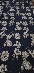 Navy Blue floral Printed spandex stretchable Fabric wrinkle Free 60” W Sold BTY