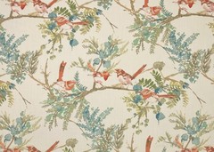 COVINGTON EMILIA MULTI RED GREEN BIRDS FLORAL MULTIPURPOSE FABRIC BY YARD 54″W