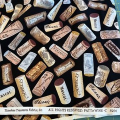 Wine Red White Glass Full Corks Tossed Timeless Treasures 2 Yard Bundle