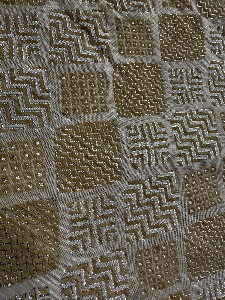 Vintage MCM Gold Silver Metallic Lamé Fabric 2.5 YDS 43″W Modern Texture LtWt