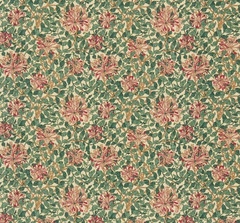WILLIAM MORRIS CURTAIN FABRIC “Honeysuckle” 5.2 METRES CREAM/WINE 100% COTTON