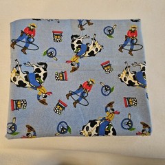 Sewing Fabric Material Remnant 1yd 19″ x 44″ Plus Scrap Cowboys On Denim Look