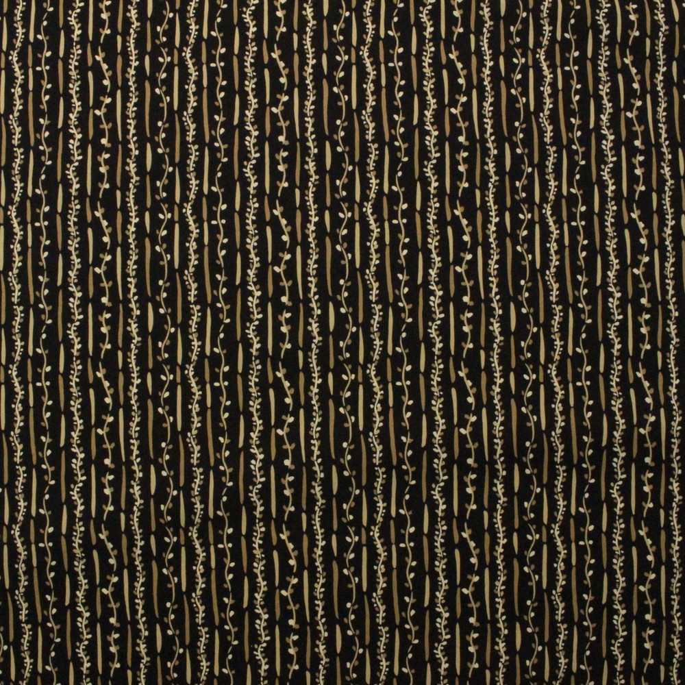 DI LEWIS CHEN BLACK BEIGE FLORAL VINE GEOMETRIC MULTIPURPOSE FABRIC BY YARD 54″W