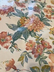 Vtg Robert Allen Floral sateen cotton McMillen 1989 7 yds 55″ peach green dupont
