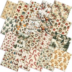 60 Pcs 10 x 10 Inch Vintage Christmas Quilting Fabric Christmas Fat Squares