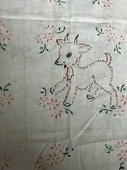 Hand Embroidered Panels 10 6″x8″ Chick Duck Cat Rabbit Dog Etc