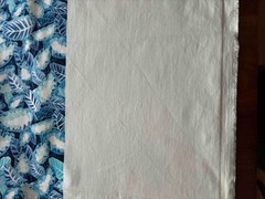 Tropical Leaf Stretch Cotton Twill Fabric Remnant Blue White Coastal