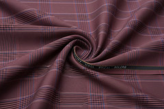 Red Windowpane Checked Plaid Suiting Fabric Cashmere Wool
