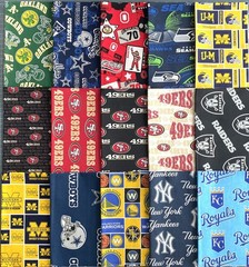 15 NFL MLB Football Baseball League Teams Fat/Long Quarter Quilt Fabric Bundle