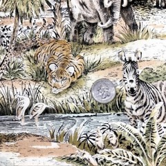 Giraffe Elephant Zebra Tiger Wild Animal themed 100% Cotton Fabric quilt or sew